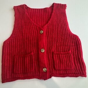 Cider Red Knit Top with Gold Accents